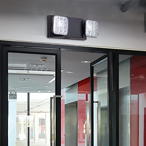 GZRUIYANG LED Emergency Lights with Battery Backup, Commercial Emergency Light Fixtures for Business Home Power Failure Emergency Exit Sign Lighting with 1.0 Meter Plug, Black - color: Black with Plug, size: 1 Pack