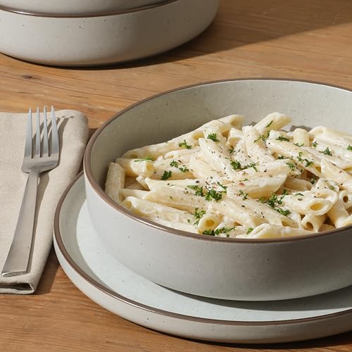Gibson Elite Gelston Stoneware Matte Reactive Glaze 16 Piece (Service for 4) Plates and Bowl Dinnerware Set - Cream - color: Cream White (Gelston)