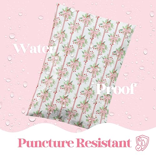 Pretty Package Store Poly Mailers 6x9, Christmas Bows, 100 Pack - color: Christmas Bows, size: 6x9