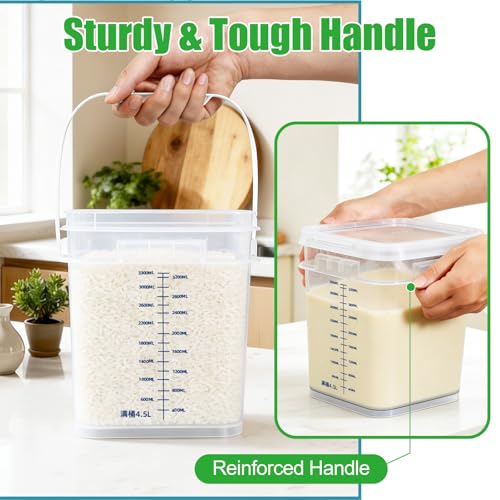 DEMORA 1 Gallon Food Storage Buckets with Lids, 3300mL Scale, 2-Pack