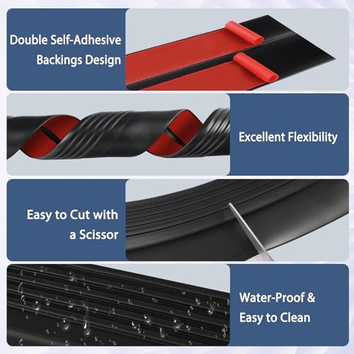 Stair Edge Trim Self Adhesive Rubber Stair Nosing Edge Protector - color: Black, size: 4 In X 20 Ft