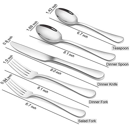 Briout Silverware Set for 4, Flatware Utensil Cutlery Set 20 Piece - color: Silver
