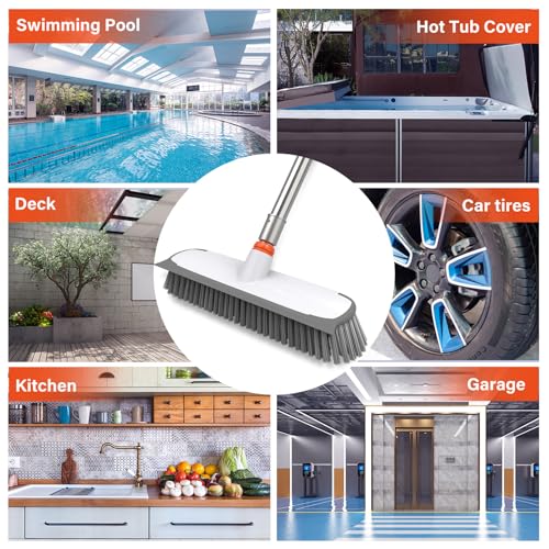ITTAR Floor Scrub Brush & V-Shape Grout Brush with Long Handle, Orange - color: Orange-2