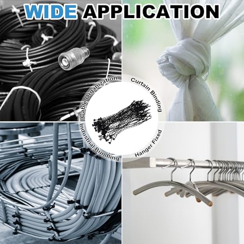 1000 Pcs Beaded Loop Tie Fasteners 4 Inch Snap Lock Pin Black - color: Black, size: 4 Inch