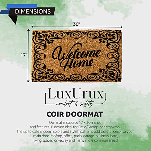 LuxUrux Welcome Mats Outdoor Coco Coir Doormat, with Heavy-Duty PVC Backing - Natural - Perfect Color/Sizing for Outdoor/Indoor uses. (17 x 30, Marzipan) - color: Marzipan, size: 17'' x 30''