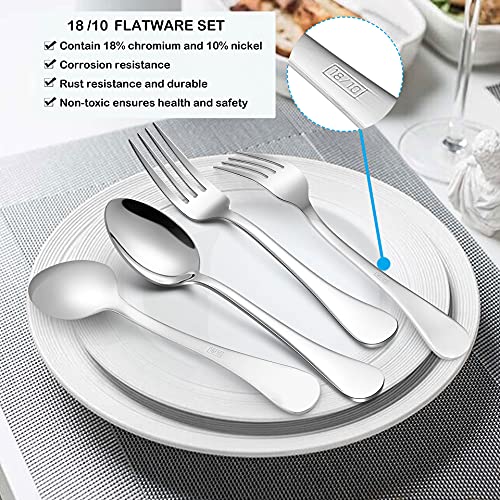 LIANYU 30-Piece 18/10 Flatware Set for 6, Stainless Steel Fancy Silverware - style: Round Edge