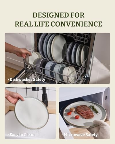 Famiware Annecy 12-Piece Stoneware Dinnerware Set, Grey White - color: Gray/White, size: Service for 4 (Standard Dinner Set)
