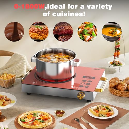 Karinear Portable Electric Stove 110V, 1800W Electric Hot Plate with Handle