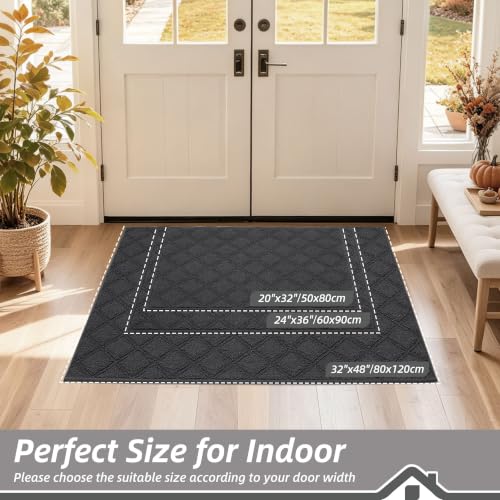 BEQHAUSE Dirt Trapper Door Mat 24" x 36" Non-Slip Washable, Dark Grey - color: Dark Grey, size: 24" X 36" (Rectangular)