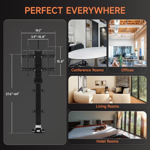 CO-Z Motorized TV Lift for 32" to 57" TVs up to 165lb & 400x400 VESA, Height Adjustable TV Stand & Wall Mount with Remote Control 30° Tilt 120° Swivel, Automatic TV Lift for Home Office - style: Upgraded 32" to 57"(120 Swivel)