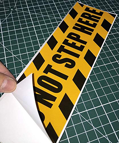 Outdoor/Indoor (2 Pack) 9.5" X 3" - Do Not Step Here - Caution Warning Sign Vinyl Label Sticker Decal - Back Self Adhesive Vinyl