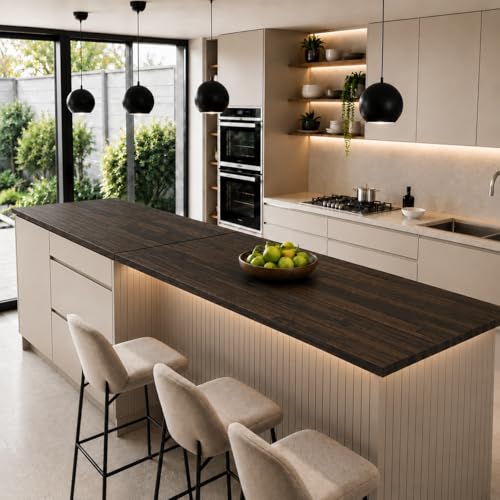 Howizz 55x28 in Solid Wood Table Top - 1in Thick Butcher Block Countertop for Standing Desk, Office Table, Workbench, DIY Furniture Projects, Espresso Color - color: 3.1 - Espresso, size: 55"L x 28"W x 1"Th