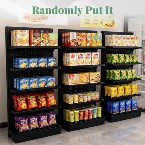 77 x 36 Inch Floor Standing Pegboard Display Stand, 4 Shelves 30 Hooks