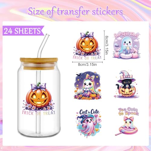 Rngmsi Halloween UV DTF Stickers - 24 Sheets Cute Ghost UV DTF Cup Wraps - style: Halloween Ghost