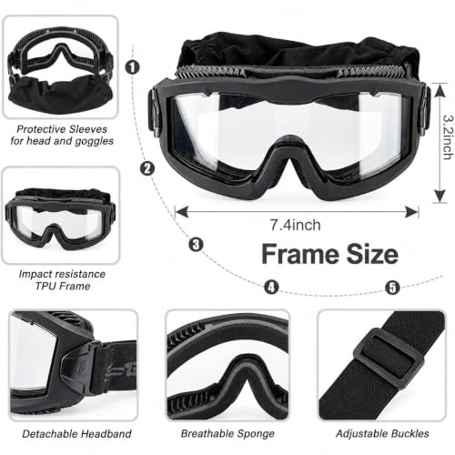 Lancer Tactical AERO Airsoft Tactical Safety Goggles ANSI Z87.1-Anti-Fog Glasses, 3mm Dual Pane Lens for Hunting, Paintball - color: Od Green