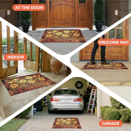 Durable Welcome Door Mats 24”x36” – Heavy Duty Non-Slip Rubber Outside Door Mat Large Front Outdoor Mat for Home Entrance, Porch, Patio, Garage and High Traffic Areas,Dragonfly Flower - size: 2'0" x 3'0" (Rectangular)