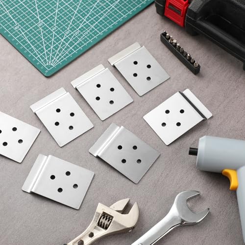 Pelopy 20 Pack Slatwall Metal Plate Mount Backplate Mounting Adapter to Make Items Slatwall Compatible Heavy Duty Steel Bracket with 4 Pre-Drilled Holes Backplate for Secure Display (Silver) - style: Silver