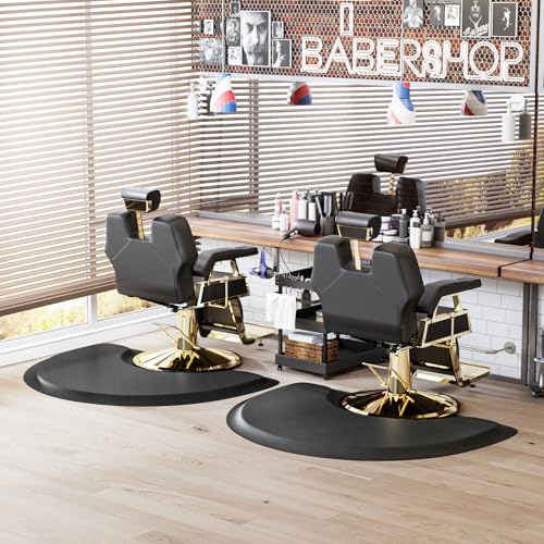 OmySalon 3ft x 4ft x 1/2inch Thick Salon Mat for Hair Stylist Anti Fatigue, Barber Floor Mat with Round Base, Hairdress Standing Matt Beauty Spa Barbershop Hairdressing Equipment - size: Semi-Circle 3'x4'x1/2''