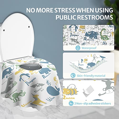 Blissful Diary 20 Pcs Toilet Seat Covers Disposable for Toddlers & Adults, Extra Large Waterproof, Portable Package for Travel, Kids Potty Training - color: Rainbow+Animal, size: 20Pack