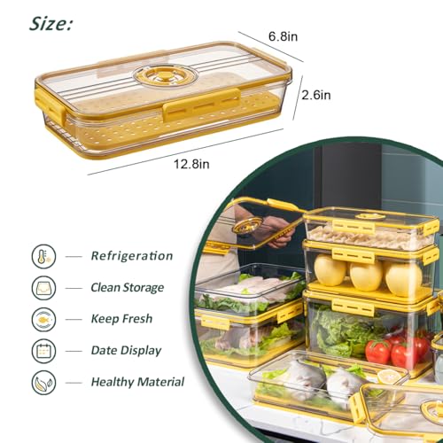 CottonColors Fridge Organizer With Lids for Timer, Short, Small, 1.5 L - color: Yellow 1 pack, size: Short, Small, 1.5 L