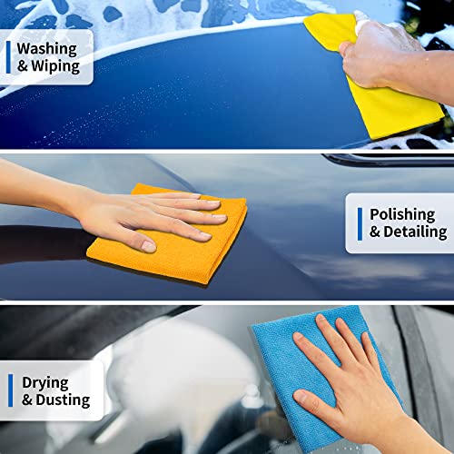 Microfiber Cleaning Cloth, 100 Pack Cleaning Rags Microfiber Towel Bulk Absorbent Lint-Free Wash Cloths, All-Purpose Shop Towels for Cars, Automotive, Garage, Home & Kitchen 11.5"*11.5" - color: Assorted, size: 100 Pack