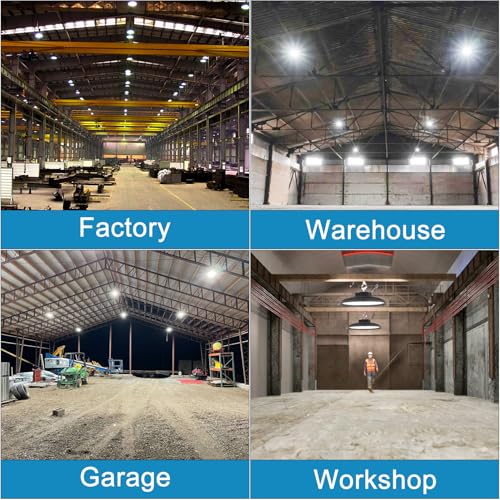 Lightdot 600W High Bay LED Light 90000lm Commercial Bay Lighting AC100-277V (Driver Equipped, 5Yrs Warranty) UFO LED High Bay Shop Light for Warehouse,Workshop, Garage & Barn,Plug & Play-2Pack