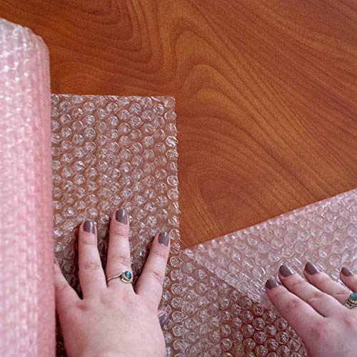 Antistatic Small Bubble Cushioning Wrap for Moving & Shipping - 72 FT Bubble Packing Wrap for Extra Protection Packaging Boxes & Mailers - Pink Bubble Roll Moving Supplies, Perforated Every 12 IN