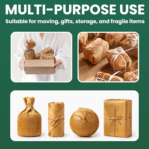 12" x 35FT Honeycomb Packing Paper Roll for Moving & Shipping – Expandable Kraft Cushion Wrap for Small Business Packaging – Eco Friendly Protective Packing Material - size: 12 Inch x 35 Feet