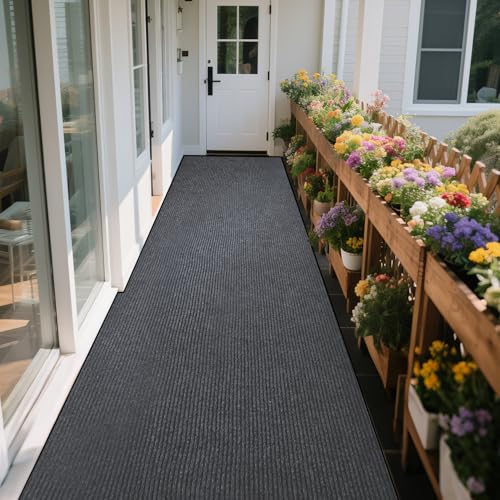 Extra Large Indoor/Outdoor Entrance Mat - 4 x 10 Feet, Rubber Border Door Mat Heavy Duty, Waterproof, Low-Profile, Easy to Clean, Rubber Entry Mat, Commercial Floor Mat, Charcoal Grey - size: 4 x 10 Feet