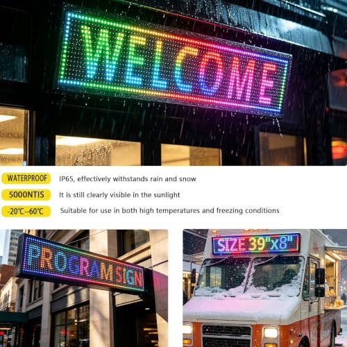 HS Programmable Scrolling Led sign Outdoor Digital Open Neon P10 39''x8'' - size: P10 39''X8''