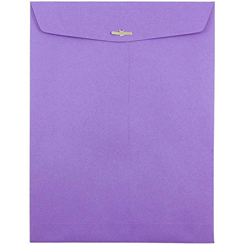JAM PAPER 9 x 12 Colored Envelopes with Clasp Closure - Violet Purple Recycled - 25/Pack - color: Violet Purple, size: Pack of 25