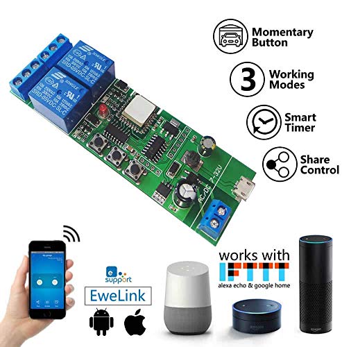 Wireless Jog Relay momentary/self-Locking Switch Module DIY Smart Home Remote Control WiFi Relay Switch Ewelink App Compatible with Alexa Echo Google Home IFTTT (DC2) - color: DC2, size: Ewelink