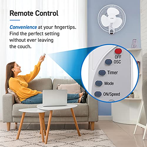 Commercial Cool 16 inch Wall Fan with Remote, White (CCFWR16W) - size: 16 Inch White Wall Fan