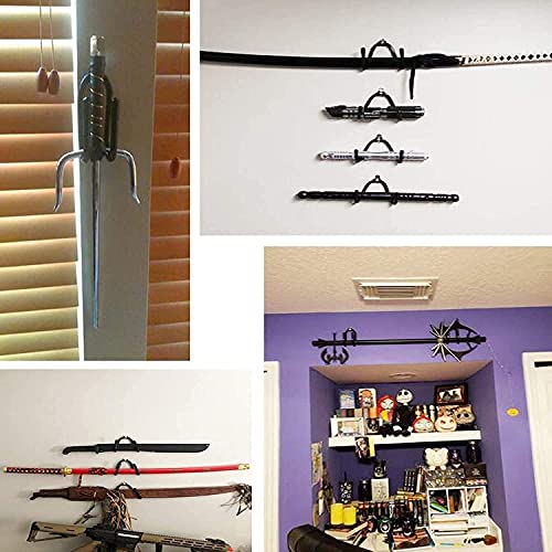 Universal Adjustable Sword, Wall Hook Storage Organizers Rack Display Hanger Wall Mount Stand Collection Holder for Sword,Dagger,Axe,Keyblade,etc — Vertical/Horizontal Display -(2 pack)