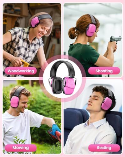 2Pack Ear Protection NRR 35dB Hearing Protection Ear Muffs for Shooting - color: Pink, size: 1 Pack