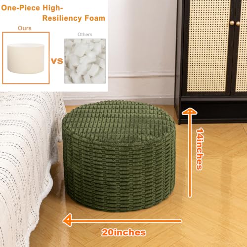 Asuprui Supportive Boucle Pouf Ottoman Foot Rest Elevate Your Living Room Decor with Lightweight Pouf Filler Modern Foam Stuffed Poof Perfect to Rest Your Feet (Forest Green, 20x20x14 Inches) - color: Forest Green, size: 20"D x 20"W x 14"H