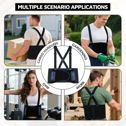 MELOTOUGH Back Brace for Men Lifting,Work Back Brace with Adjustable Shoulder Straps,Lower Lumbar Support for Heavy Lifting,Construction, Warehouse L/XL,Christmas Gifts for Men - size: X-Large