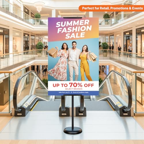 Poster Stand & Sign Holder, Single-Sided Floor Poster Board Stand with Easel Holder, 58" Adjustable Pedestal Sign Stand for Board & Foam Display at Wedding, Restaurant, Business & Events, Black - size: 1 Pack