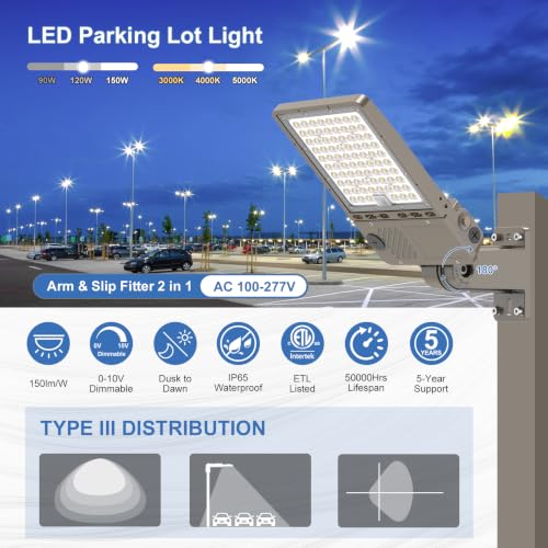LED Parking Lot Light 150W 120W 90W,Shoebox Pole Light & Outdoor Area Light