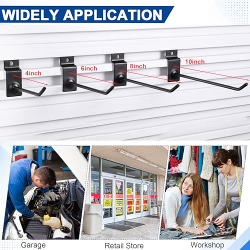 100 Slatwall Hooks Display Panel, Black, 4 and 6 and 7 and 10 Inch - color: Black, size: 4 and 6 and 7 and 10 Inch