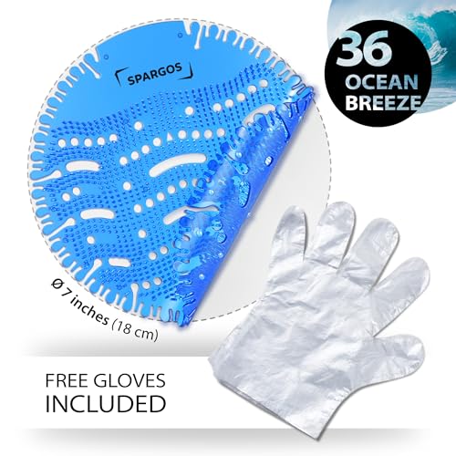 Spargos Urinal Screen Deodorizer, 36 Pack Ocean Breeze Pads