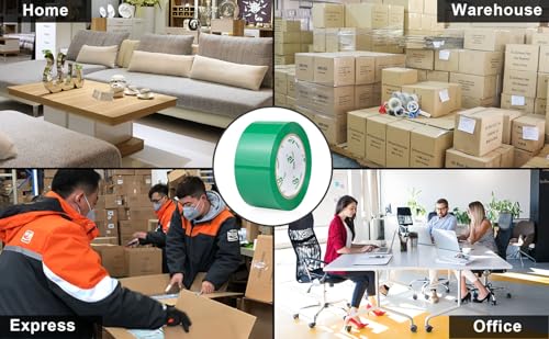 BOMEI PACK Green Packing Tape, 1.88 inches Wide,60yds Length per roll, 6 Rolls Heavy Duty Packaging Tape for Shipping Packaging Moving Sealing, 2.5Mil Thick Green Packing Tape - color: green