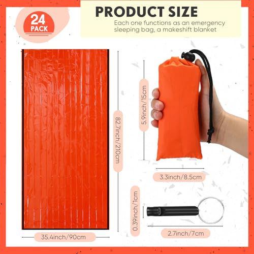 Qunclay 24 Set Emergency Sleeping Bag Survival Bivvy Sack Whistles - color: Orange