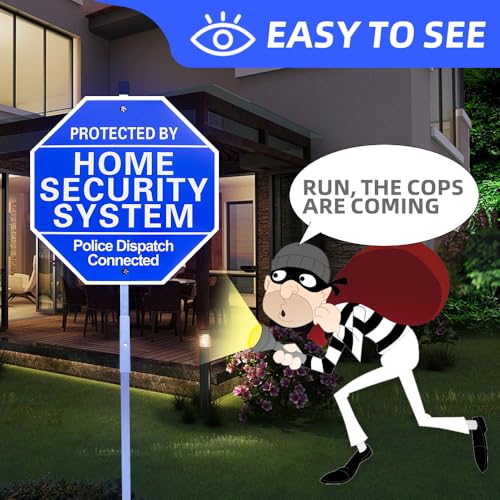 Home Security Signs for Yard, Protected by Home Security System, 10" x 28"