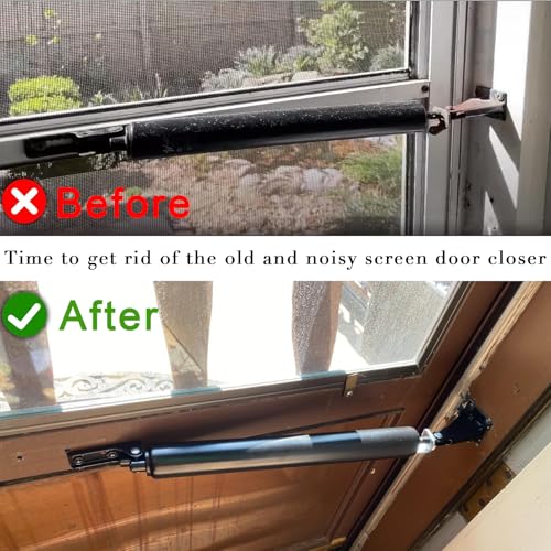 Pneumatic Standard Door Closer for Screen and Storm Doors, 1-1/4" Dia. Tube (Black Closer, 1 Set) - style: Black Closer