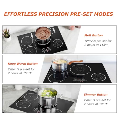 30 Inch Induction Cooktop 4 Burners, Drop-in, Hardwired, Black - size: 30 Inch
