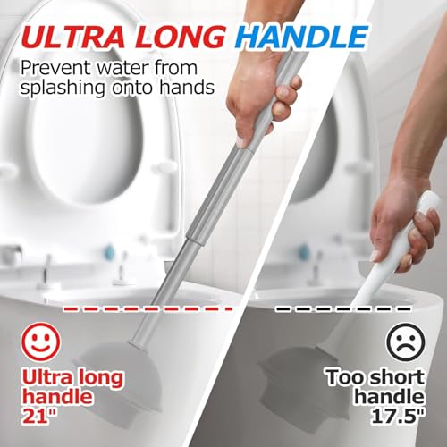 FORASTO 2Pack 3in1 Toilet Brush and Plunger Set - Bathroom Bowl Holder Kit - color: Charcoal Gray