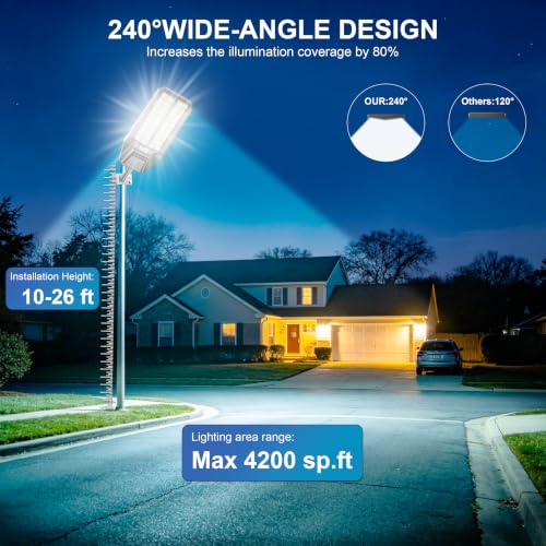 Solar Street Light 7000K 800000LM Auto On/Off Dusk to Dawn IP67 Waterproof Motion Sensor for Security & Outdoor Lighting (9000W-2Pack) - size: XL-2PCS