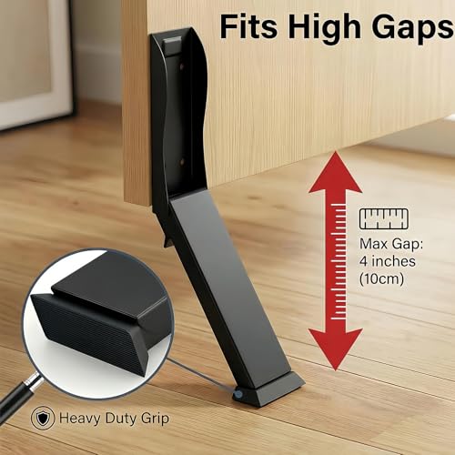 Foldable Kickdown Door Stopper Heavy Duty Tall Door Stop Kick Down Holder for Bottom of Door, Wall Protector for Gaps Under 10cm, No Bending Operation, Black (1 Pack) - color: Black