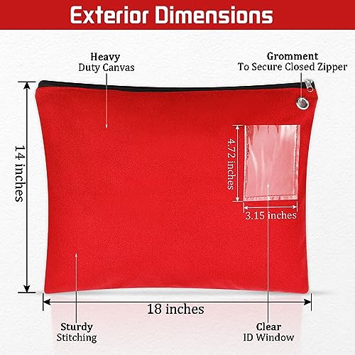 2 Pcs Canvas Mail Zipper Bags 18" x 14", Red - color: Red